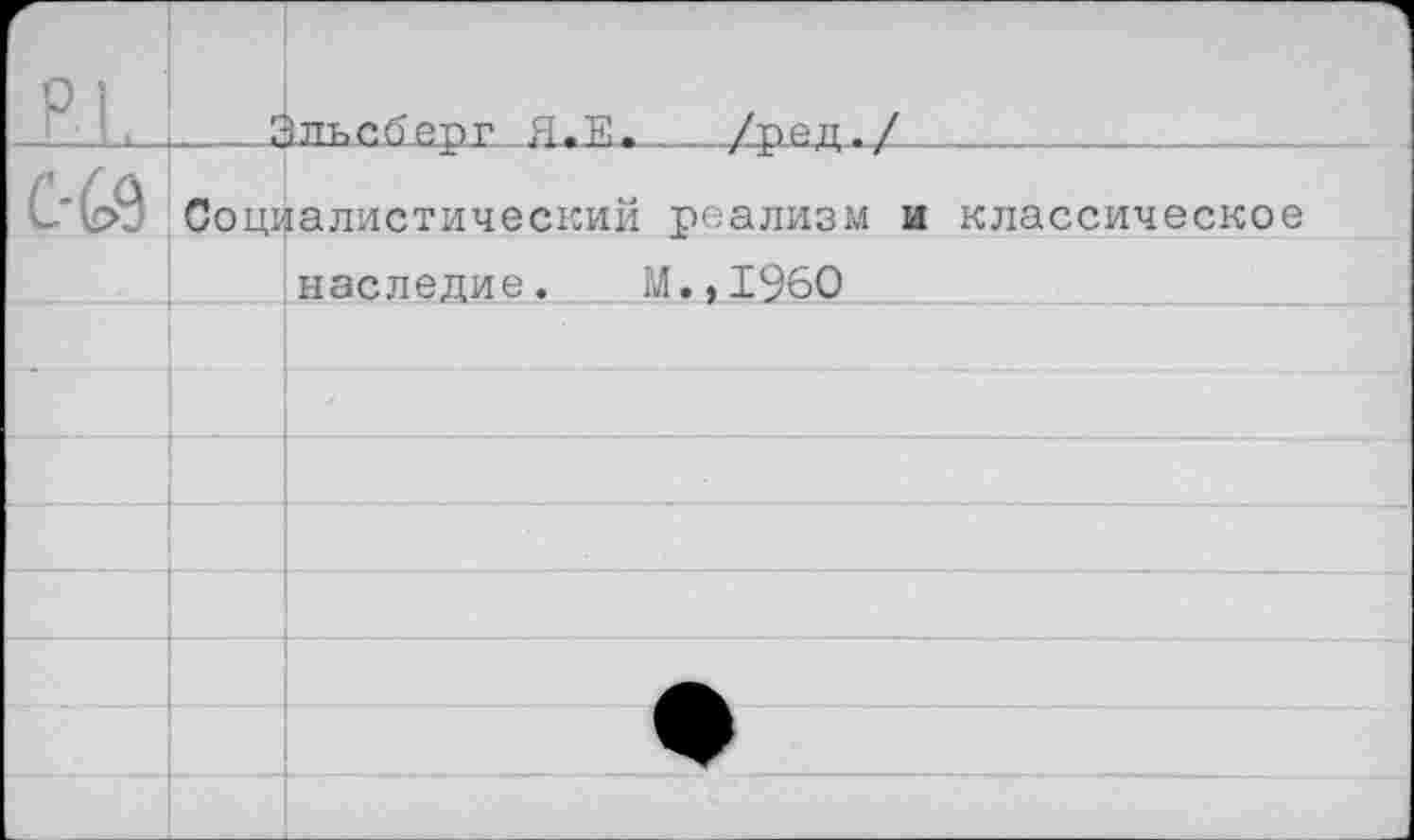 ﻿р|.	г	1лъсб_епг Я.Е._ /пеп./
С-(Й	Социалистический реализм и классическое	
		наследие. М.,1960
		
		
		
		
		
		
		
		